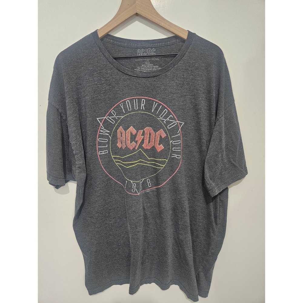 ACDC Blow Up Your‎ Video Tour 1988 Graphic T-Shirt Mens 3XL Charcoal Grey Rock T